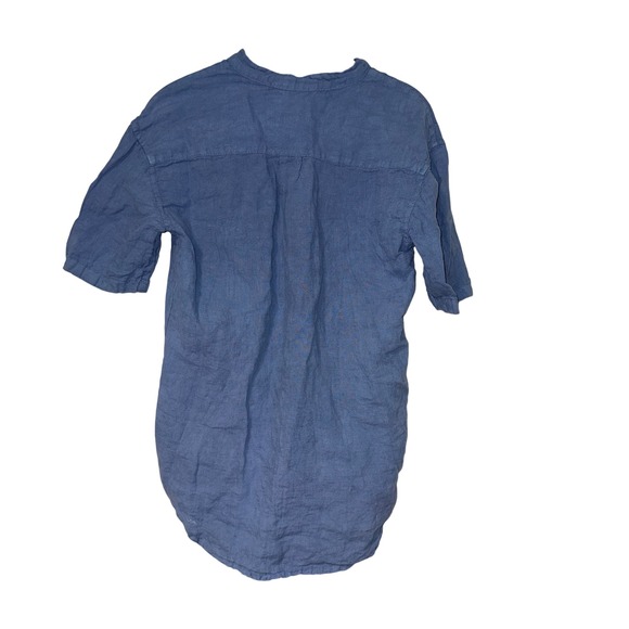 Côtes et Lin Coastal Vintage Linen Button Up Shirt Men S Blue 100% Italian Linen - Picture 2 of 4